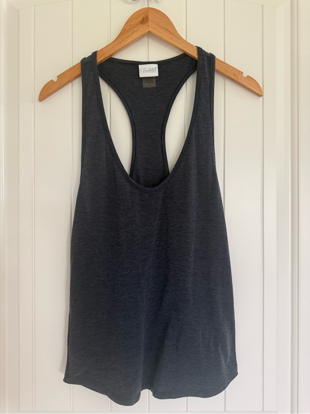 Bombshell Blue Heathered Racerback Workout Tank Top Athletic Activewear Medium